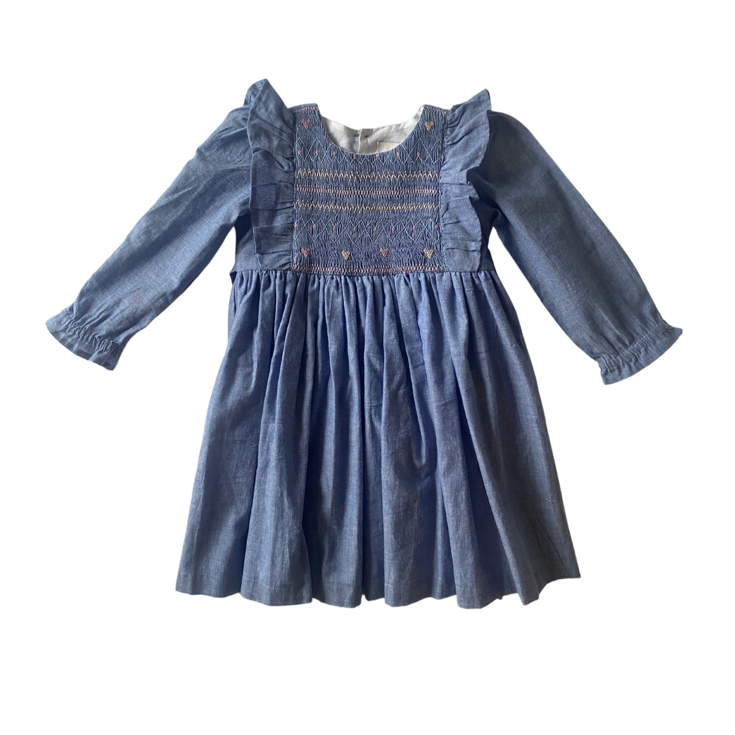 Chambray Hearts Ruffle Dress
