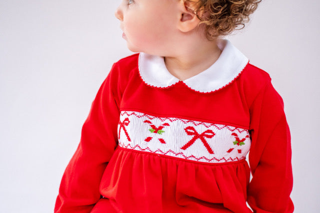 Candy Cane pima baby girl day romper