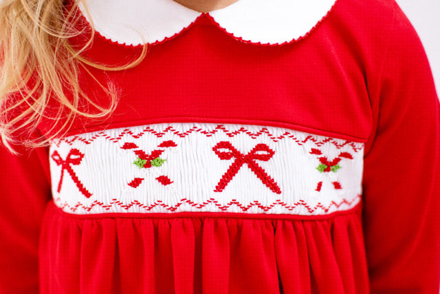 Candy Cane smocked dress