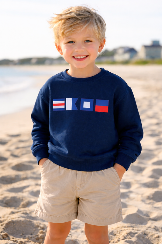 CAPE Nautical Signal Flag Design Toddler Sweatshirt | Kids Maritime Stripes