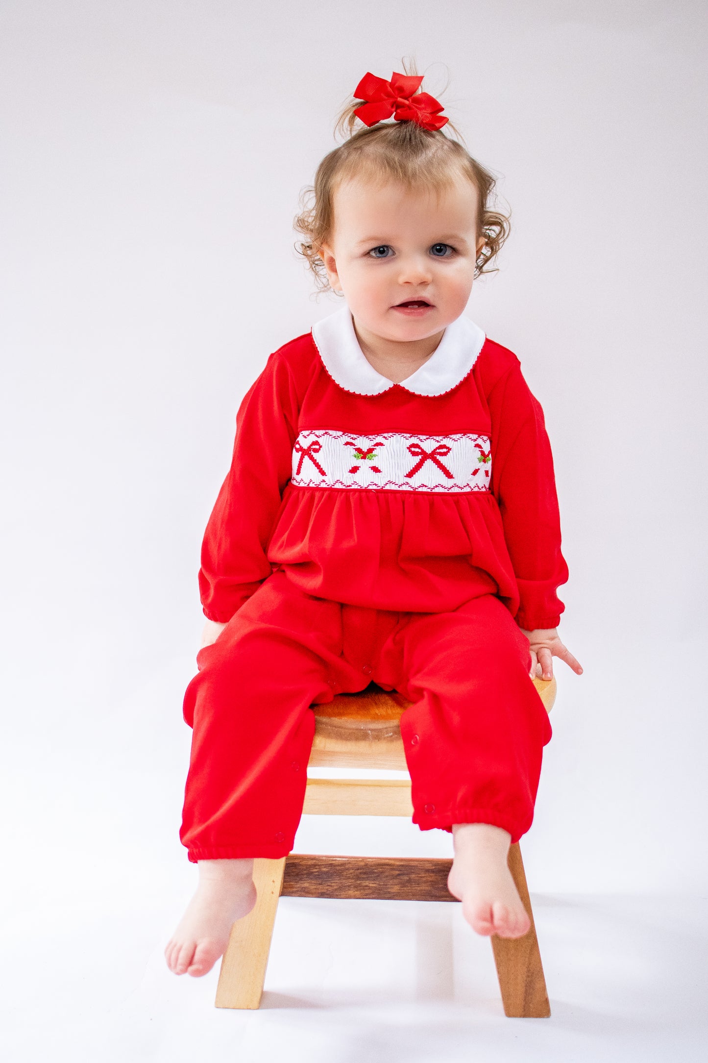 Candy Cane pima baby girl day romper