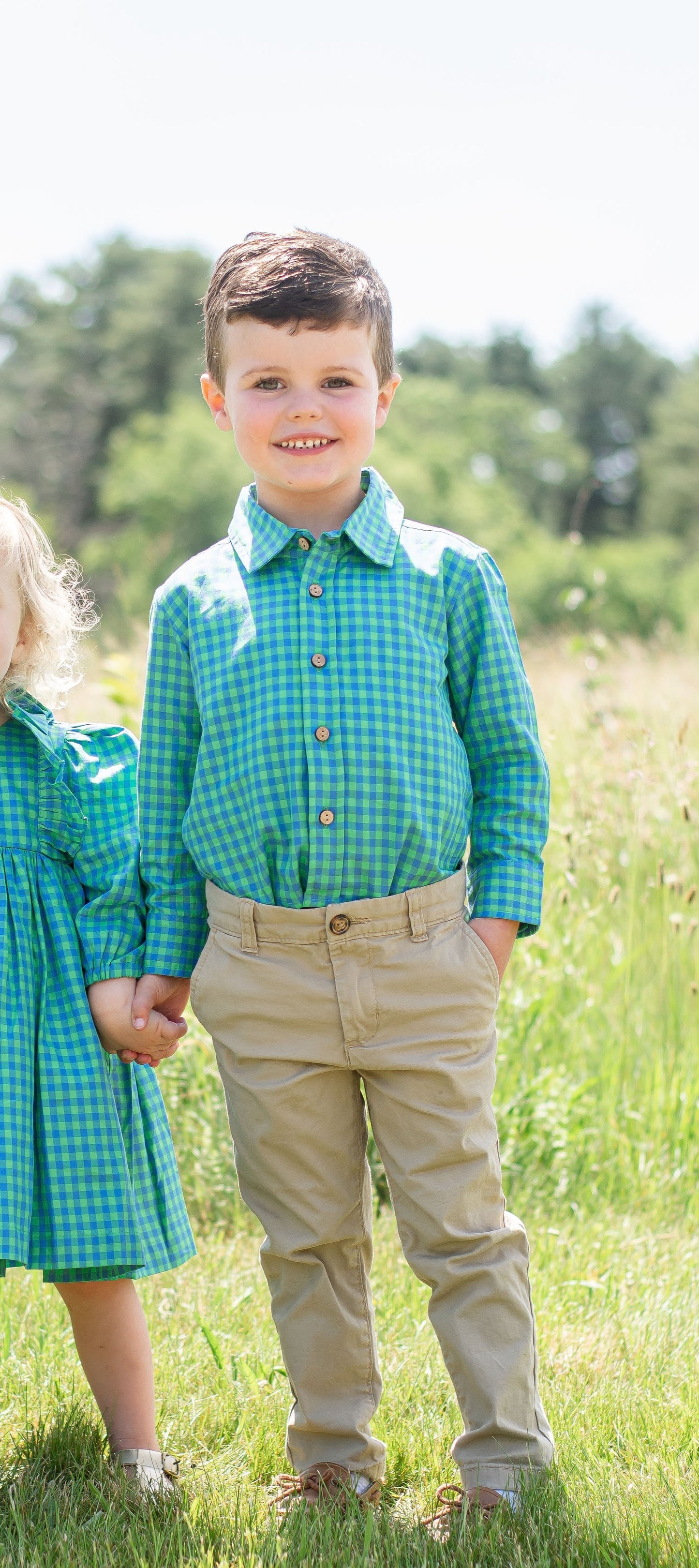 Preppy plaid boys button down