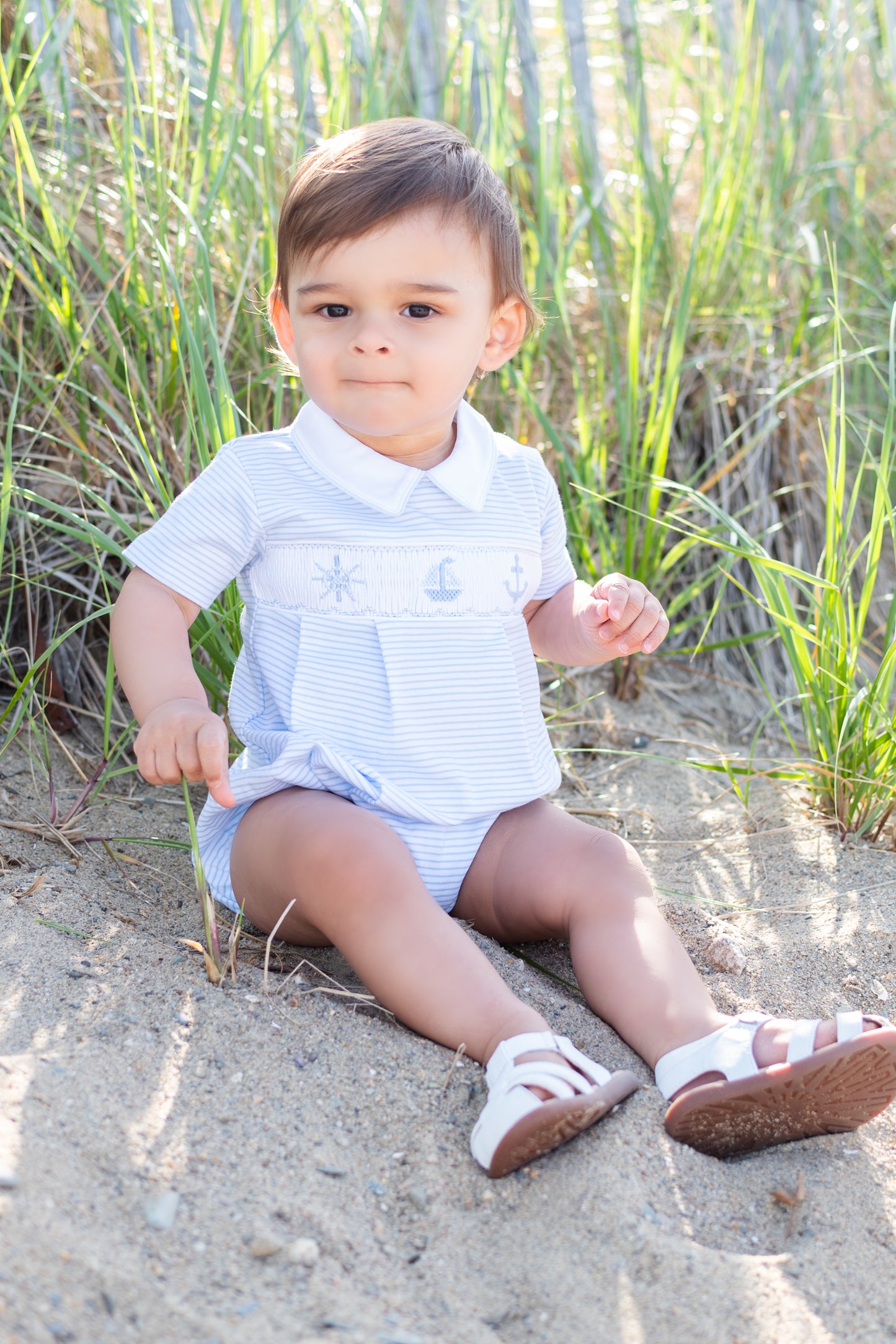 Smocked Nautical Boys Romper