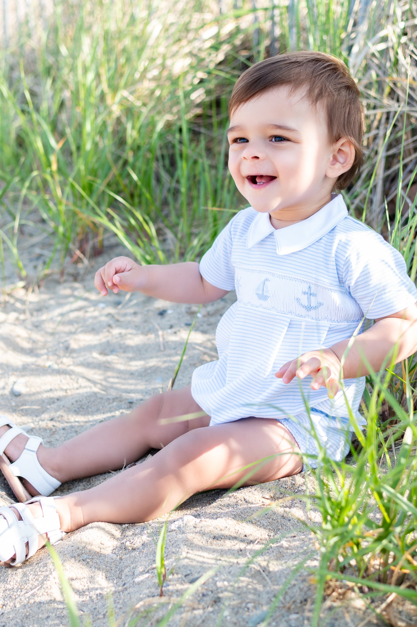 Smocked Nautical Boys Romper