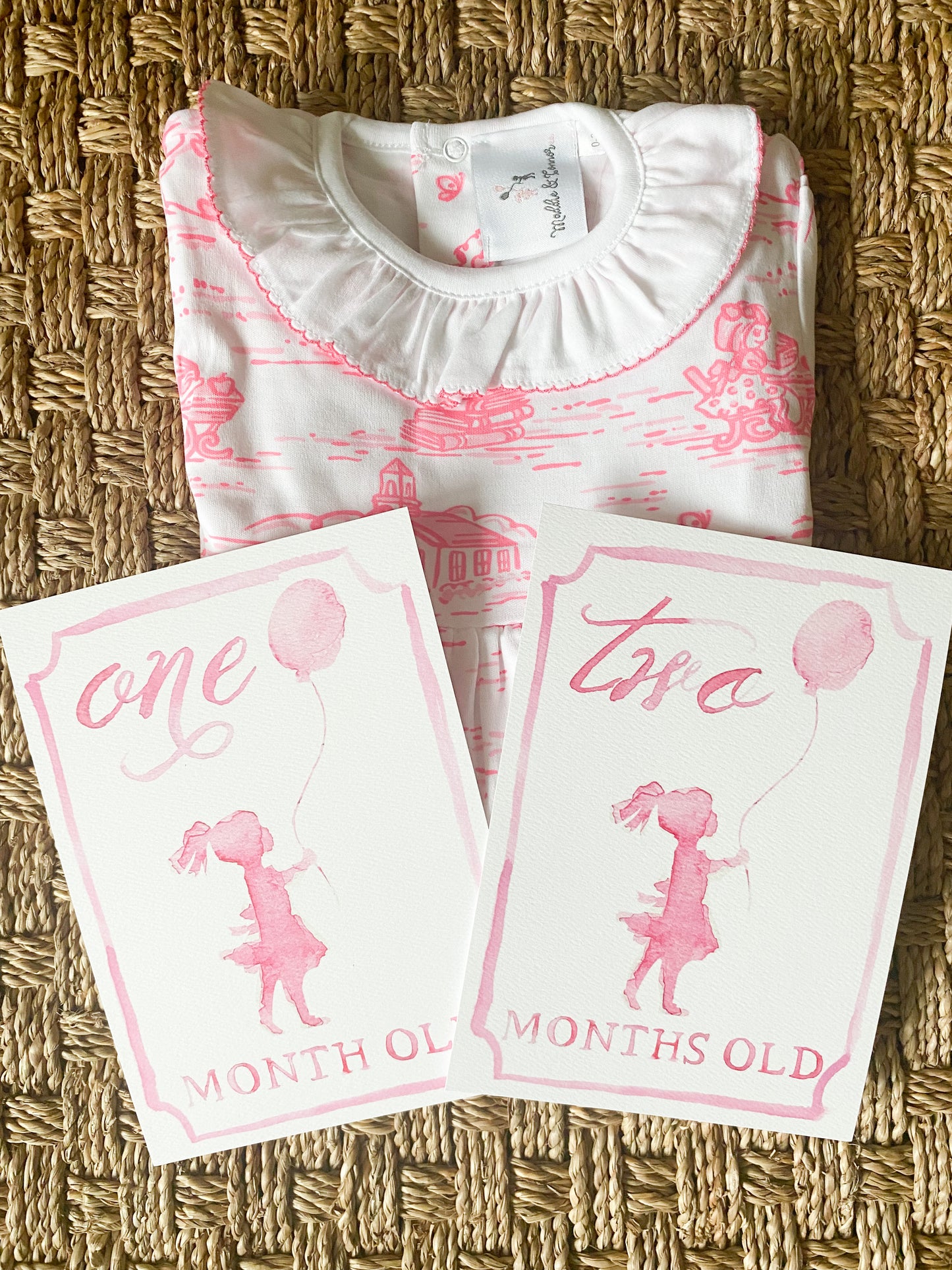 Baby girl monthly milestone cards