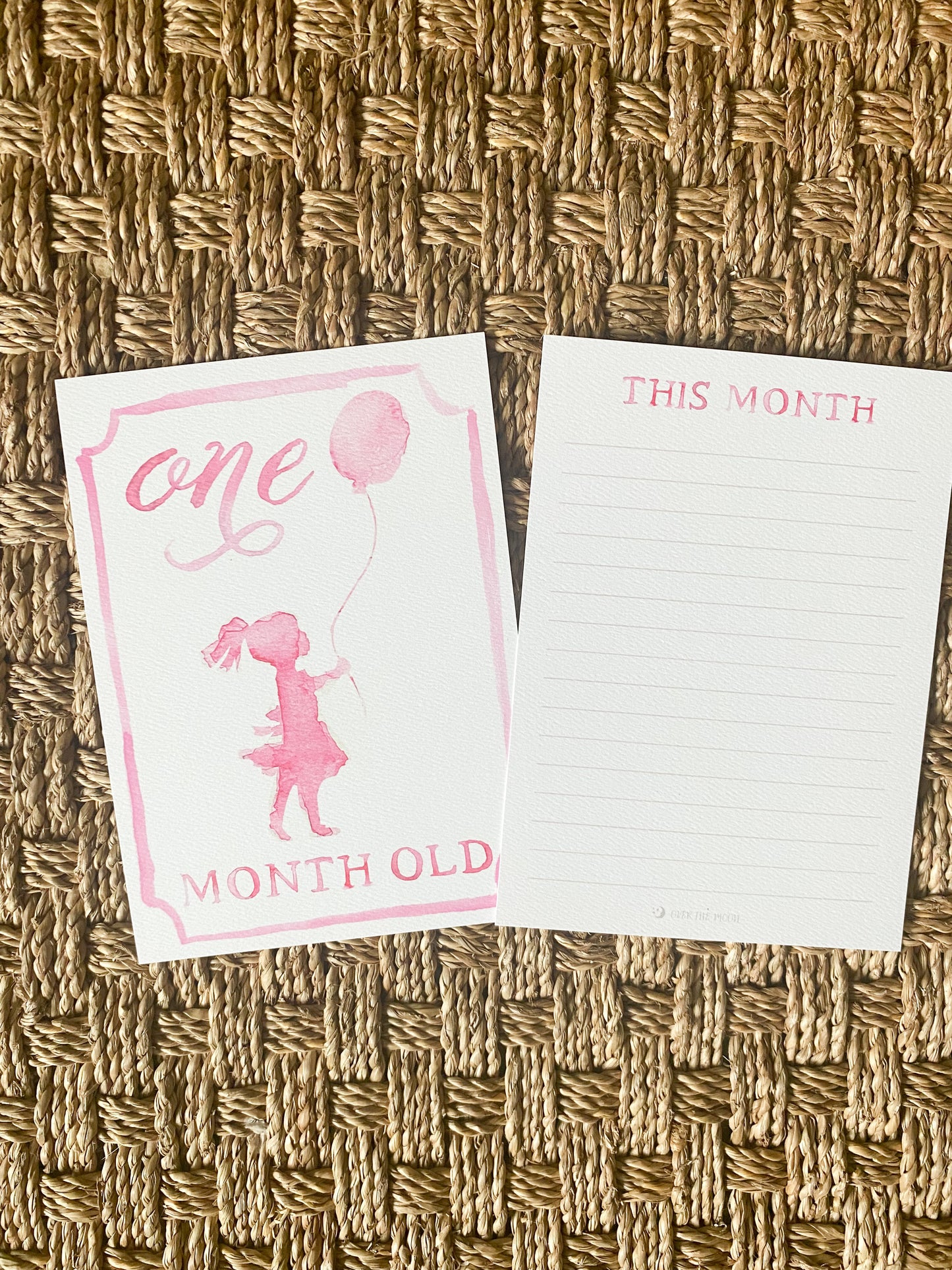Baby girl monthly milestone cards