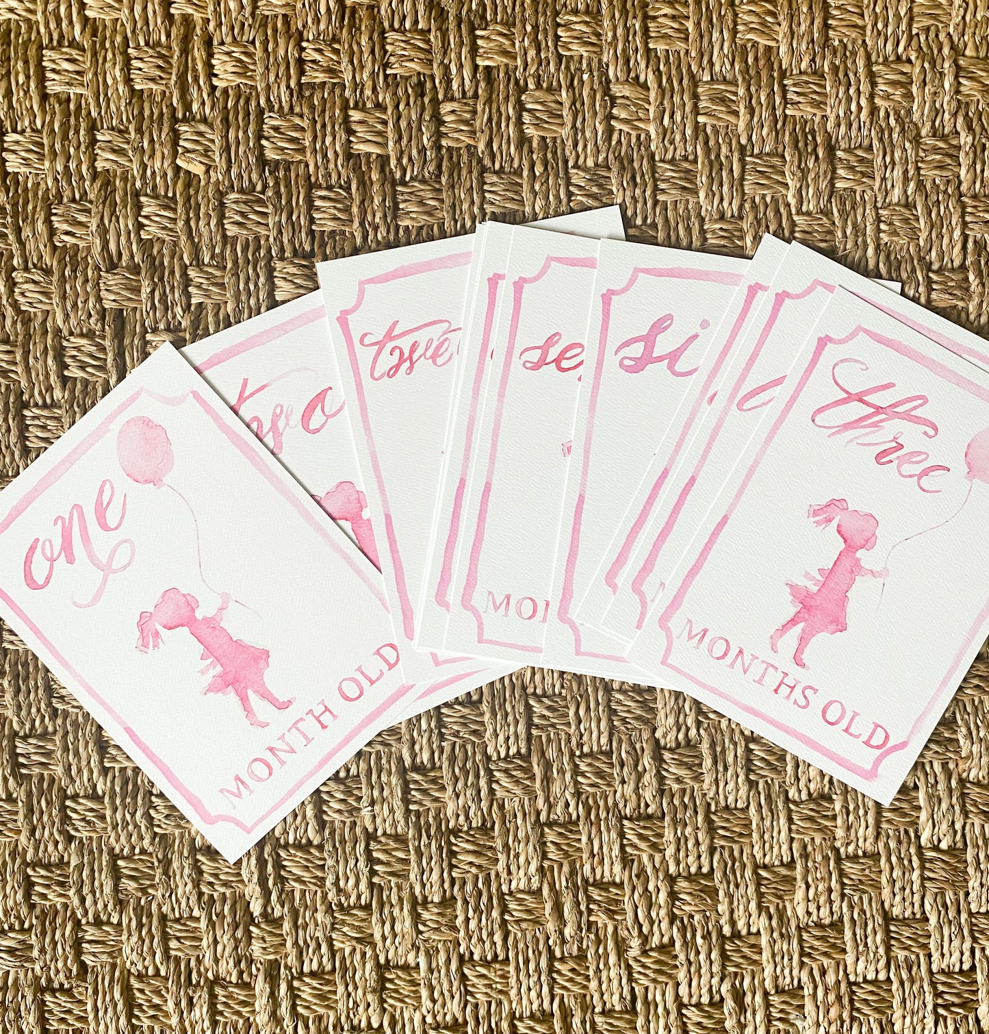 Baby girl monthly milestone cards