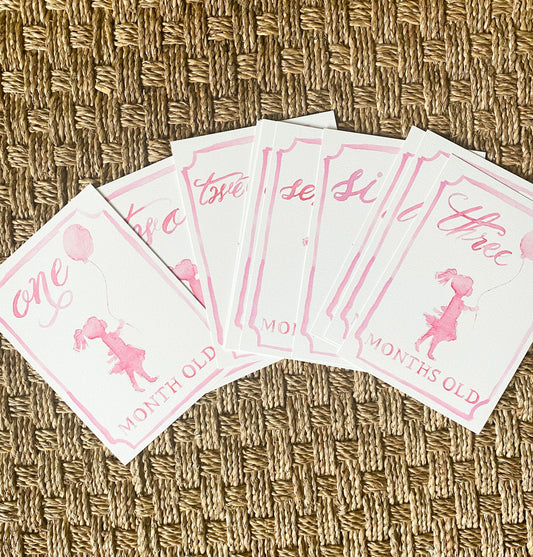 Baby girl monthly milestone cards