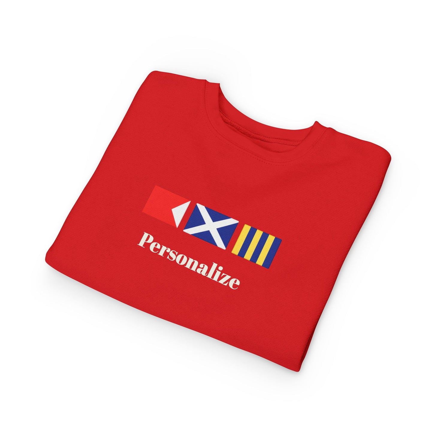 Personalized Nautical Signal Flag Design Toddler Sweatshirt | Kids Maritime Stripes
