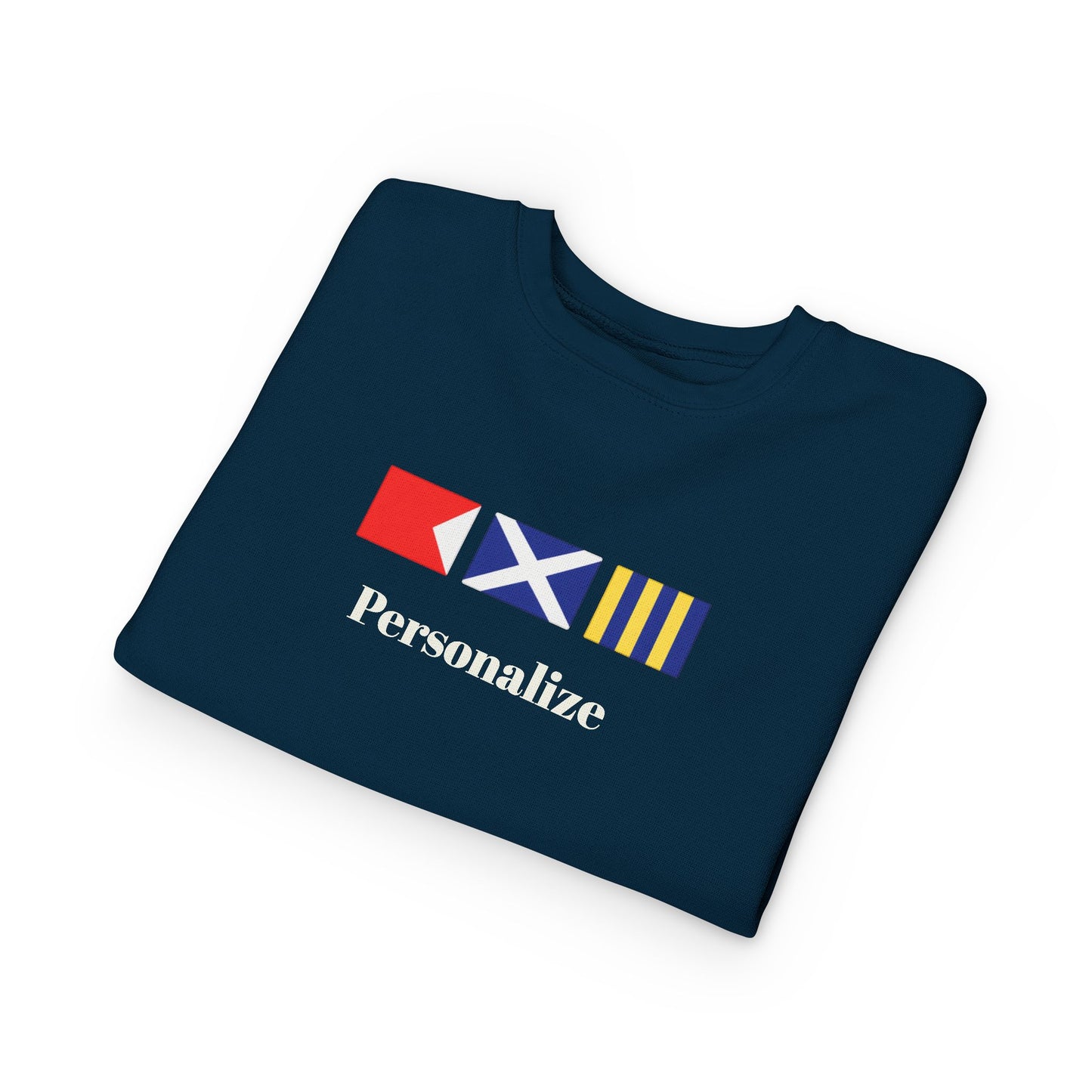 Personalized Nautical Signal Flag Design Toddler Sweatshirt | Kids Maritime Stripes