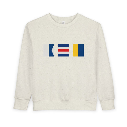ACK Nantucket Nautical Signal Flag Design Toddler Sweatshirt | Kids Maritime Stripes