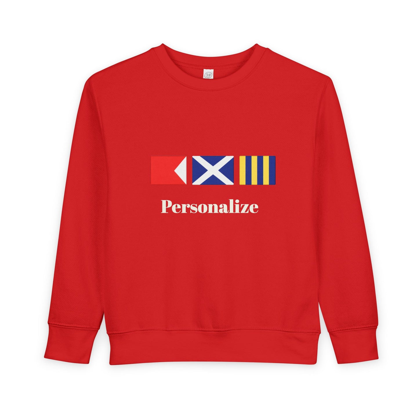 Personalized Nautical Signal Flag Design Toddler Sweatshirt | Kids Maritime Stripes