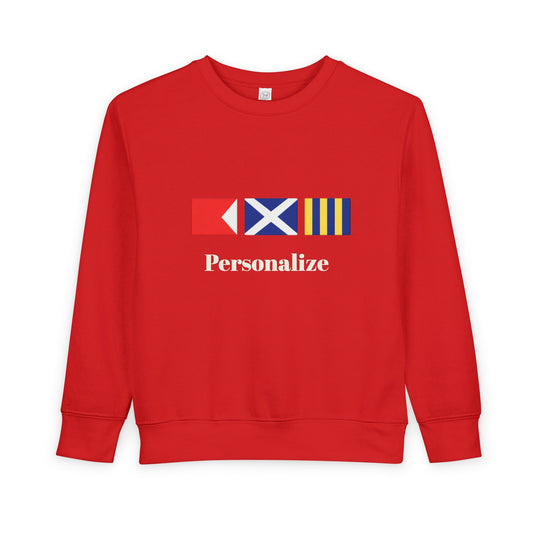 Personalized Nautical Signal Flag Design Toddler Sweatshirt | Kids Maritime Stripes