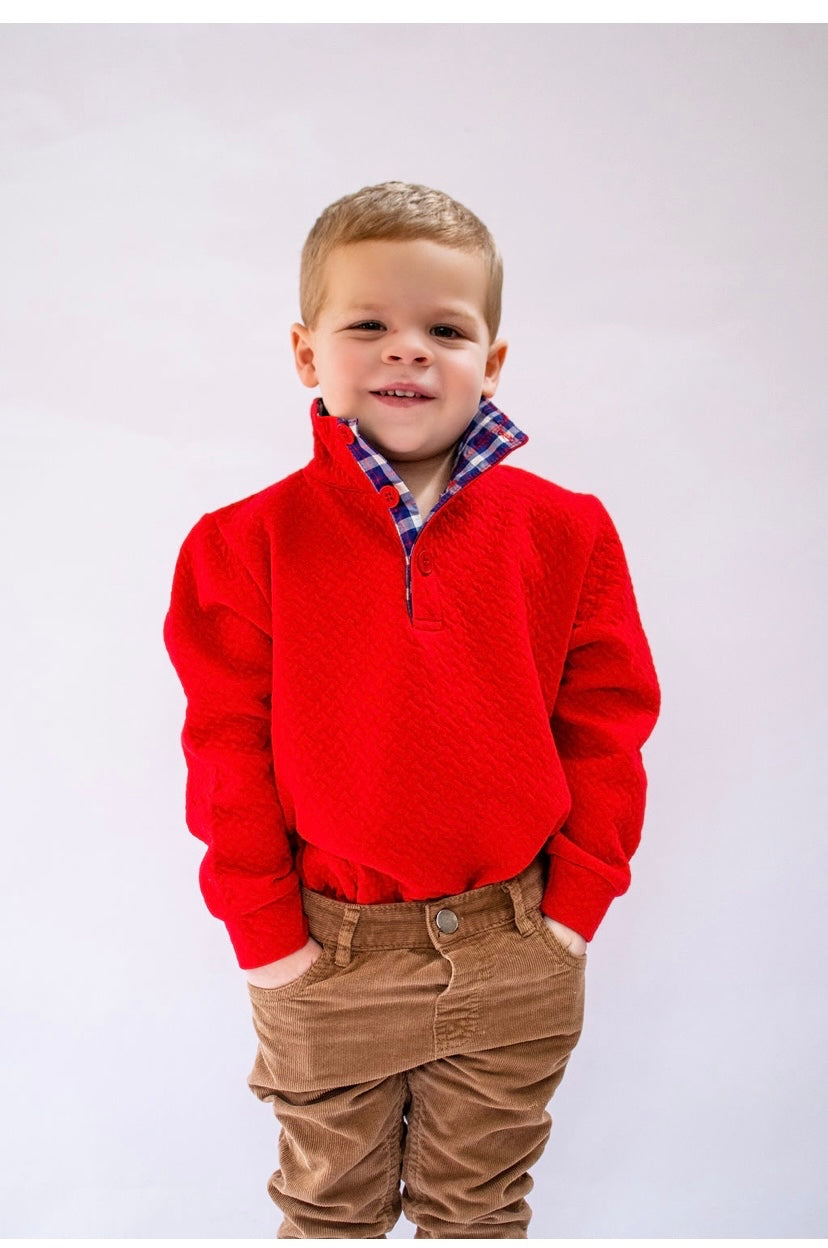 Hadley Boys Red Quilted Half Zip