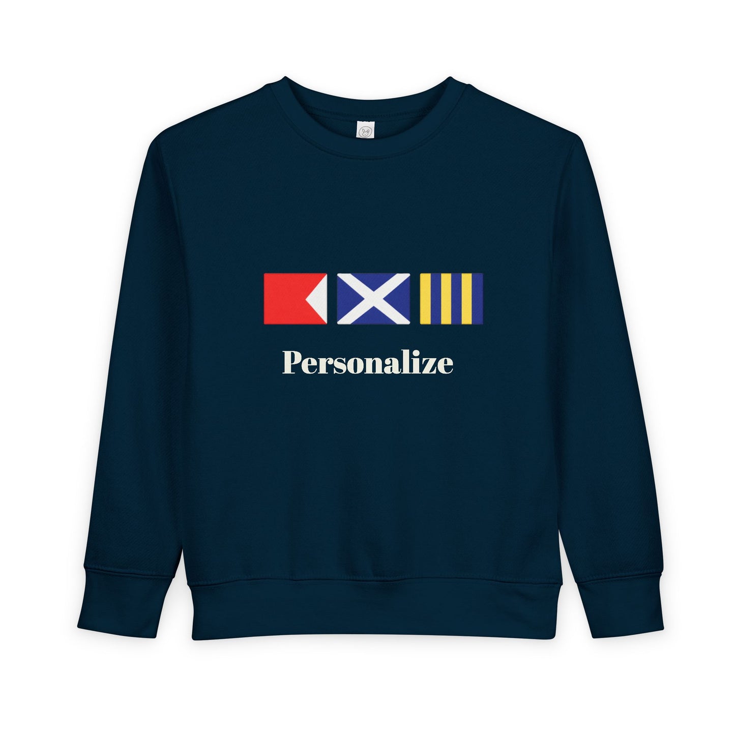 Personalized Nautical Signal Flag Design Toddler Sweatshirt | Kids Maritime Stripes