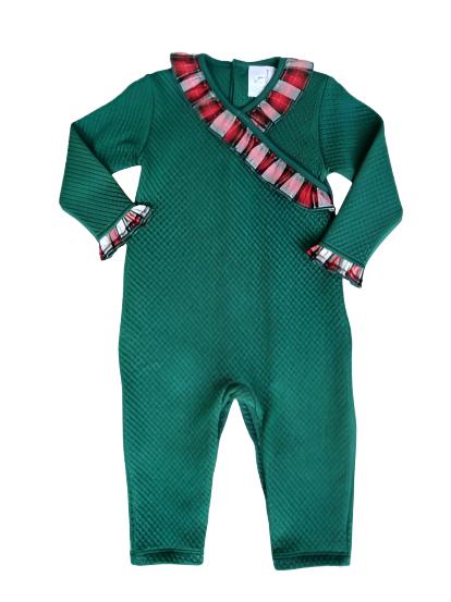 Green Quilted Girls Romper