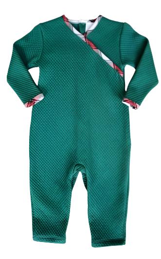 Green Quilted Boys Romper