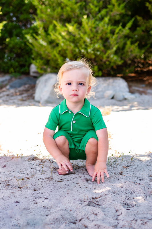 Baby boy green romper