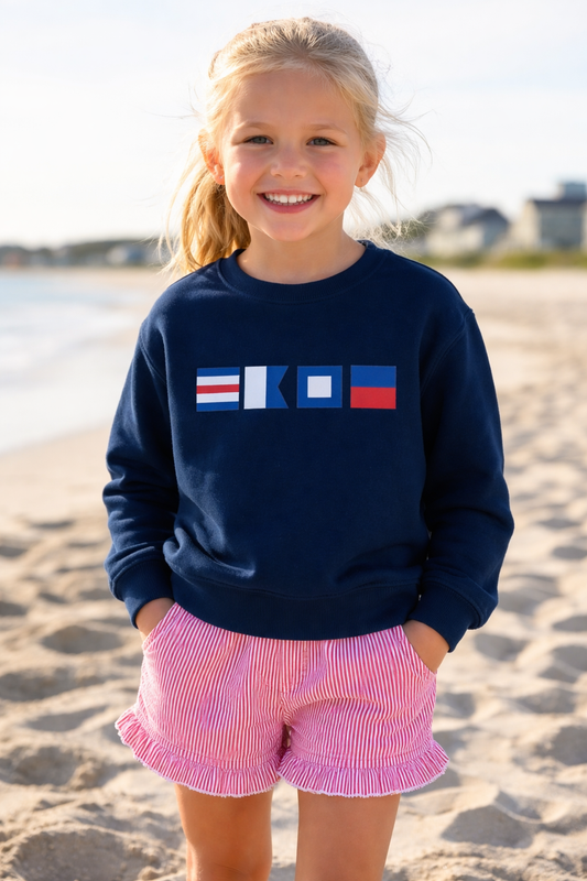 CAPE Nautical Signal Flag Design Toddler Sweatshirt | Kids Maritime Stripes