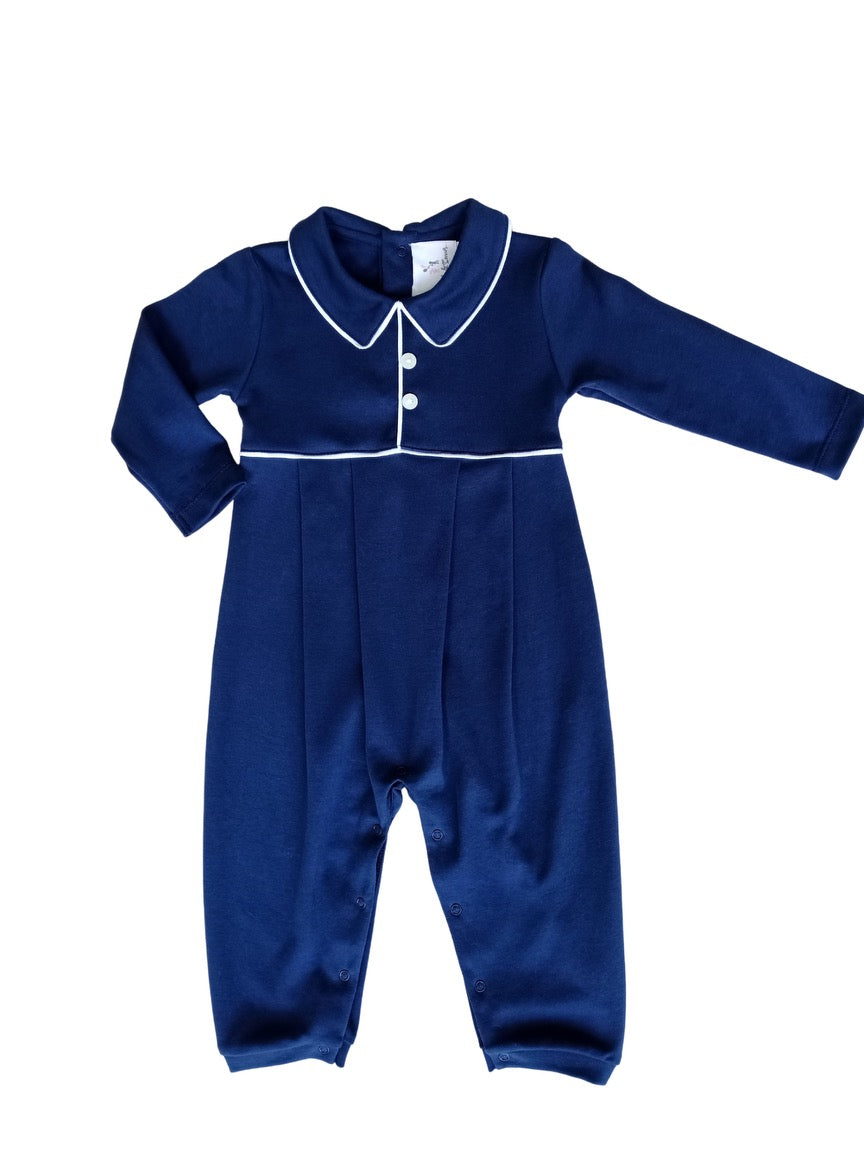 Navy Pima Boys Romper