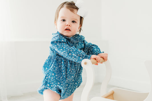 Claire floral smocked bubble