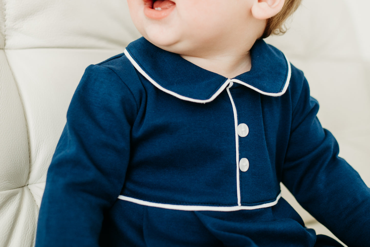 Navy Pima Boys Romper