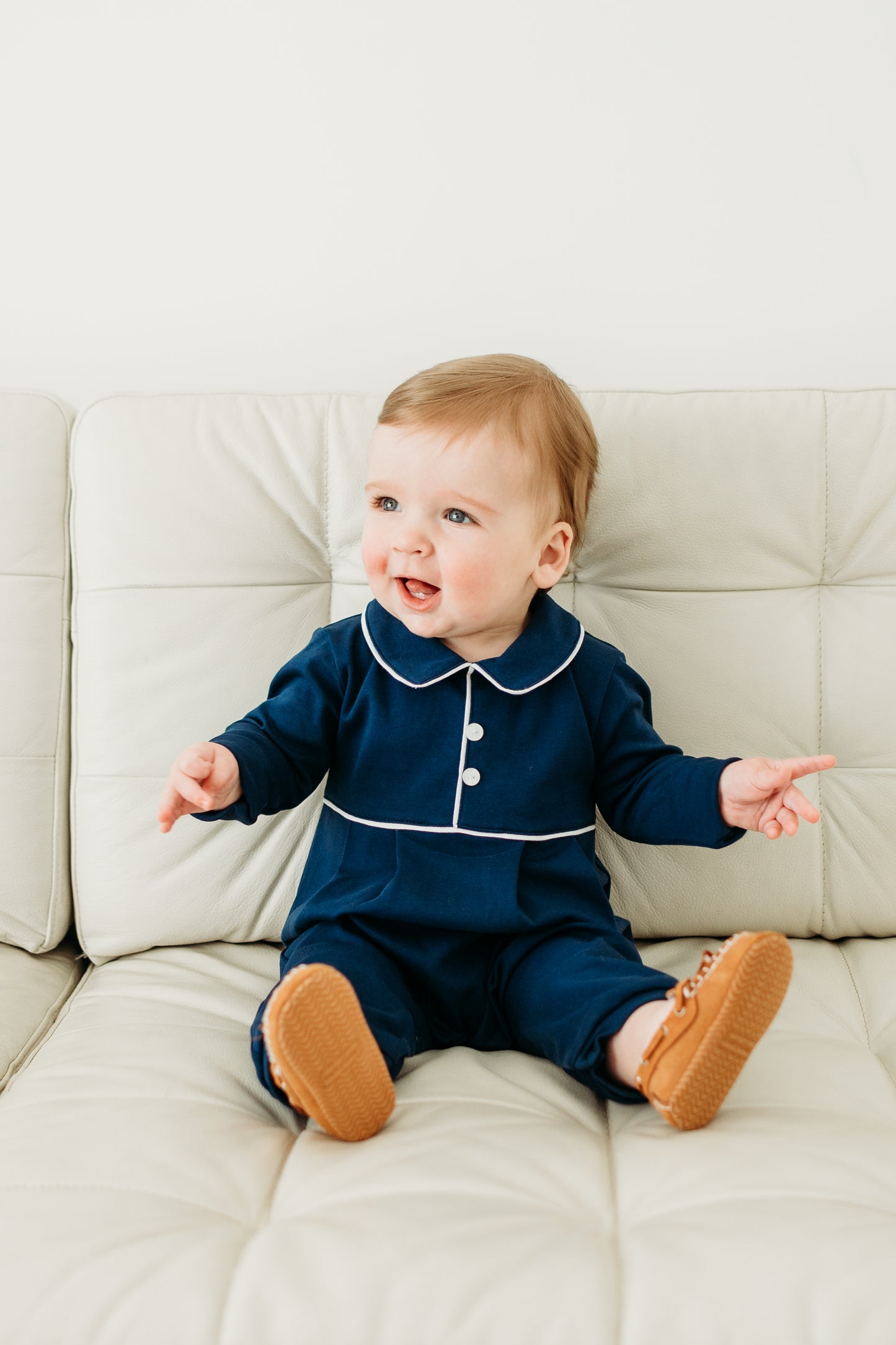 Navy Pima Boys Romper