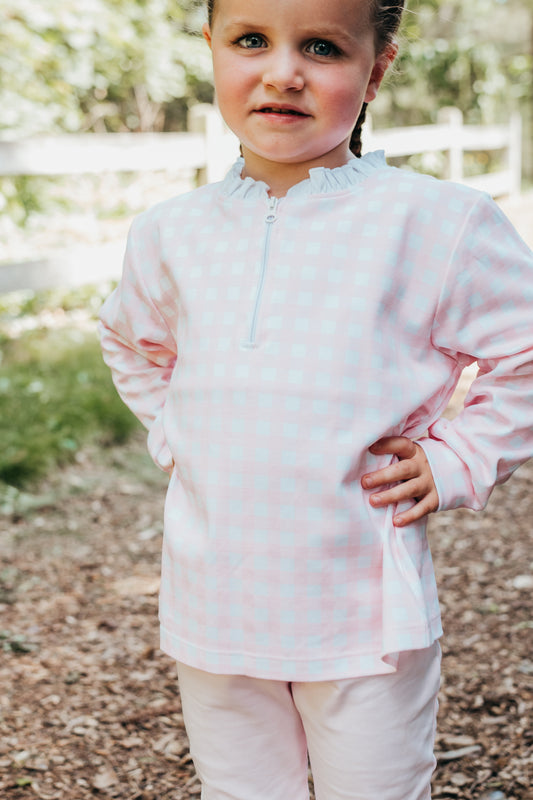 Lily pink buffalo check pullover