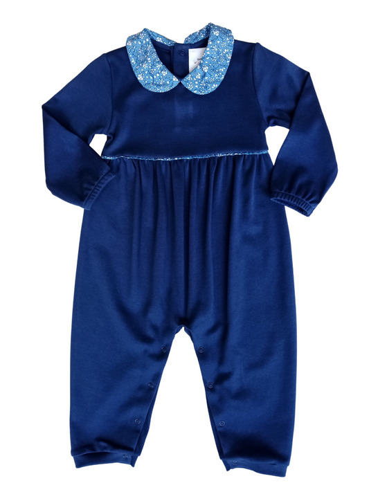 Claire Navy pima girls romper